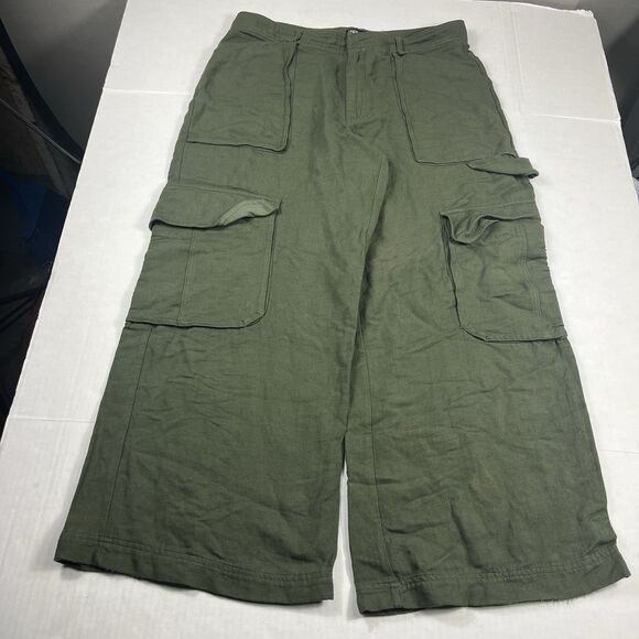 Zara Wide Leg Cargo Pants Comfort Soft Knit Wide Leg Y2K Baggy Gorpcore LARGE - Picture 1 of 14